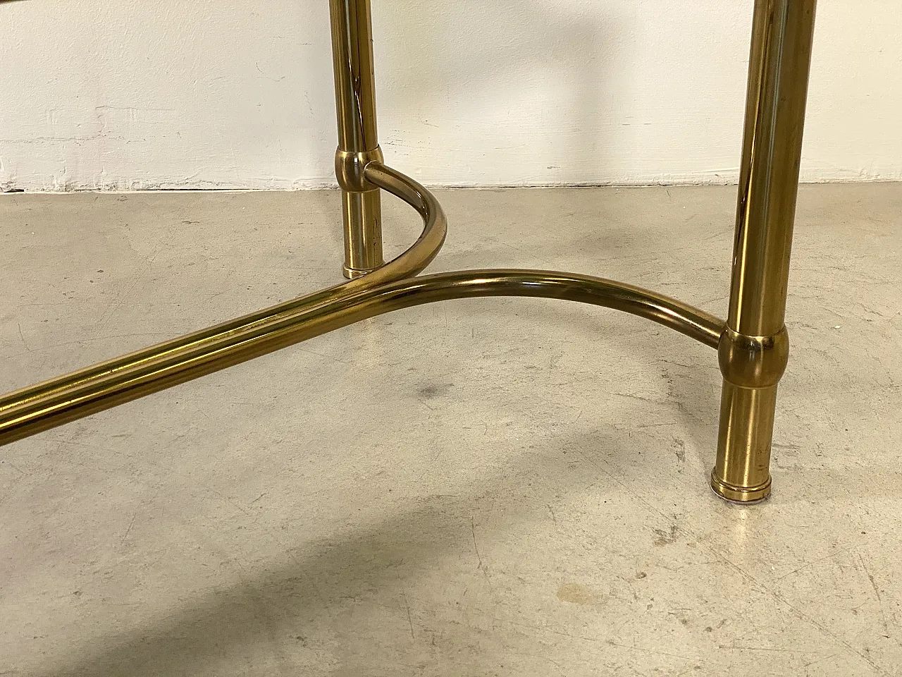 Rectangular brass table and  smoked glass top, 1960s 4