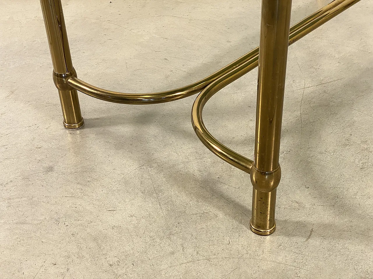 Rectangular brass table and  smoked glass top, 1960s 6