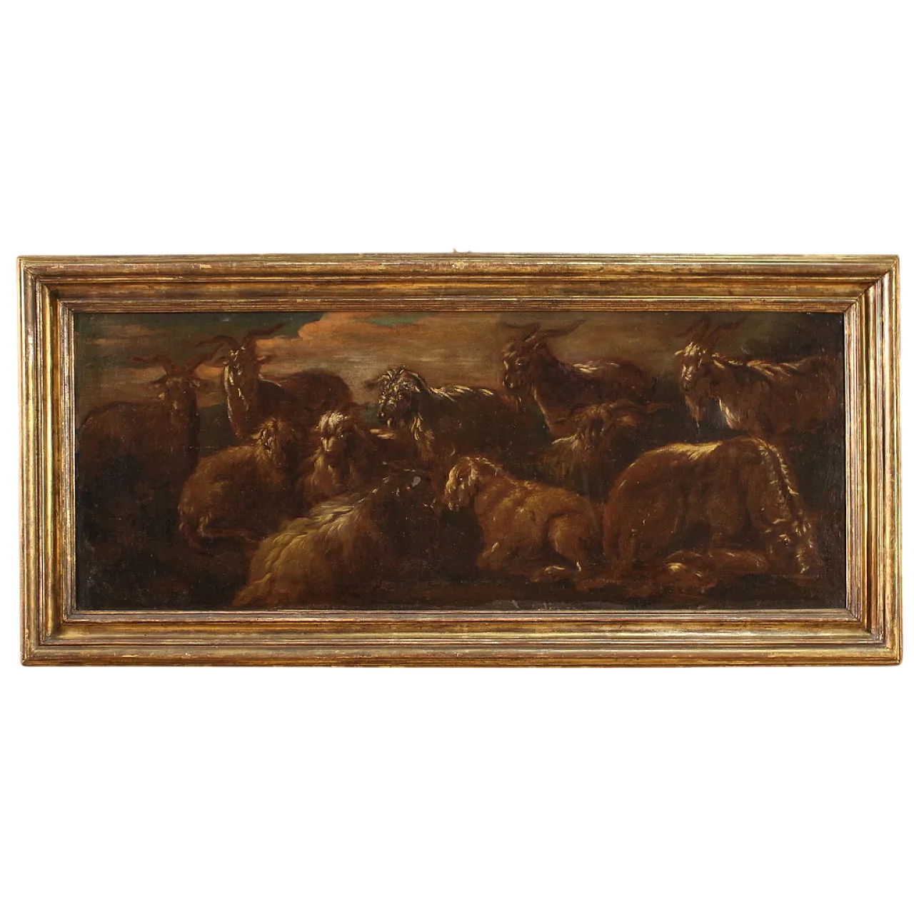 Ancient landscape painting with 17th century goats 16