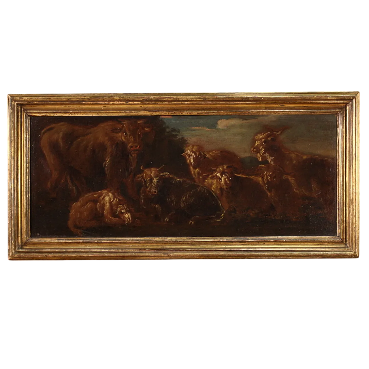 Rosa da Tivoli style,Landscape and animals, oil painting, 19th century 16
