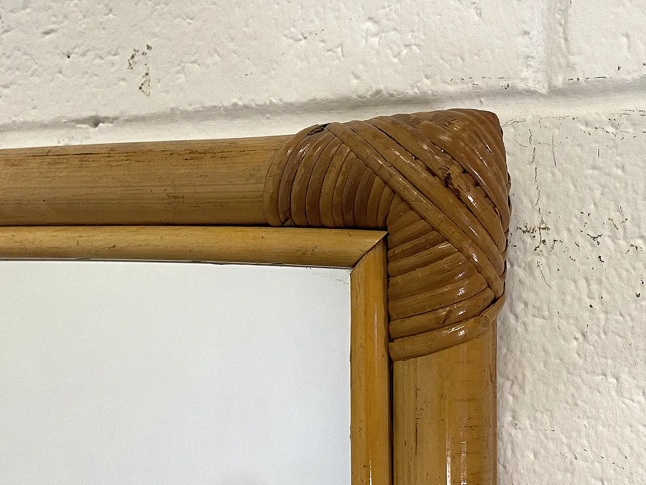 Specchio in bambù e vimini anni 70 4