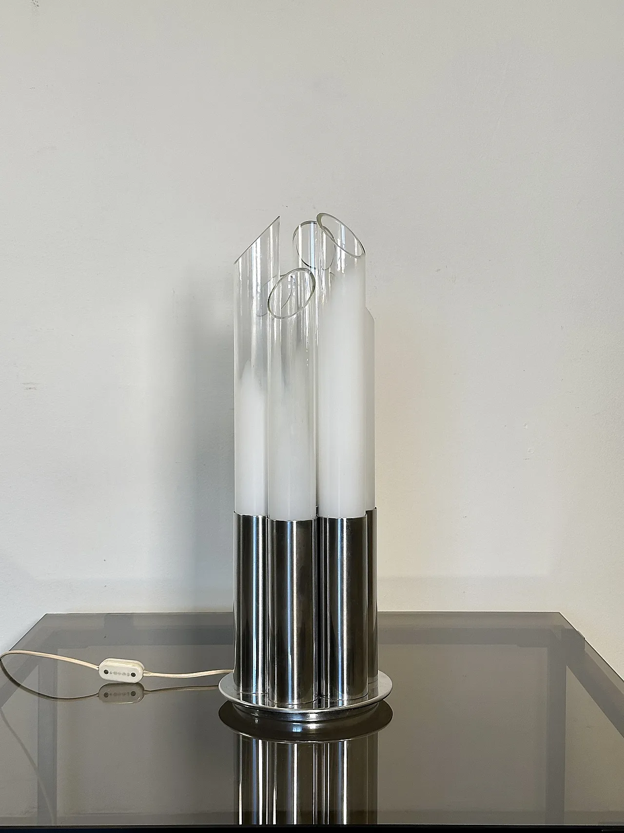 Lampada da tavolo in acciaio di Mazzega, anni '70 1