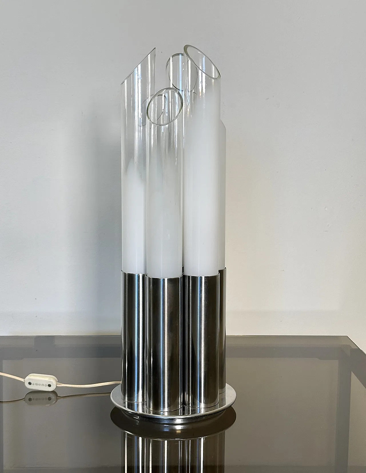 Lampada da tavolo in acciaio di Mazzega, anni '70 4