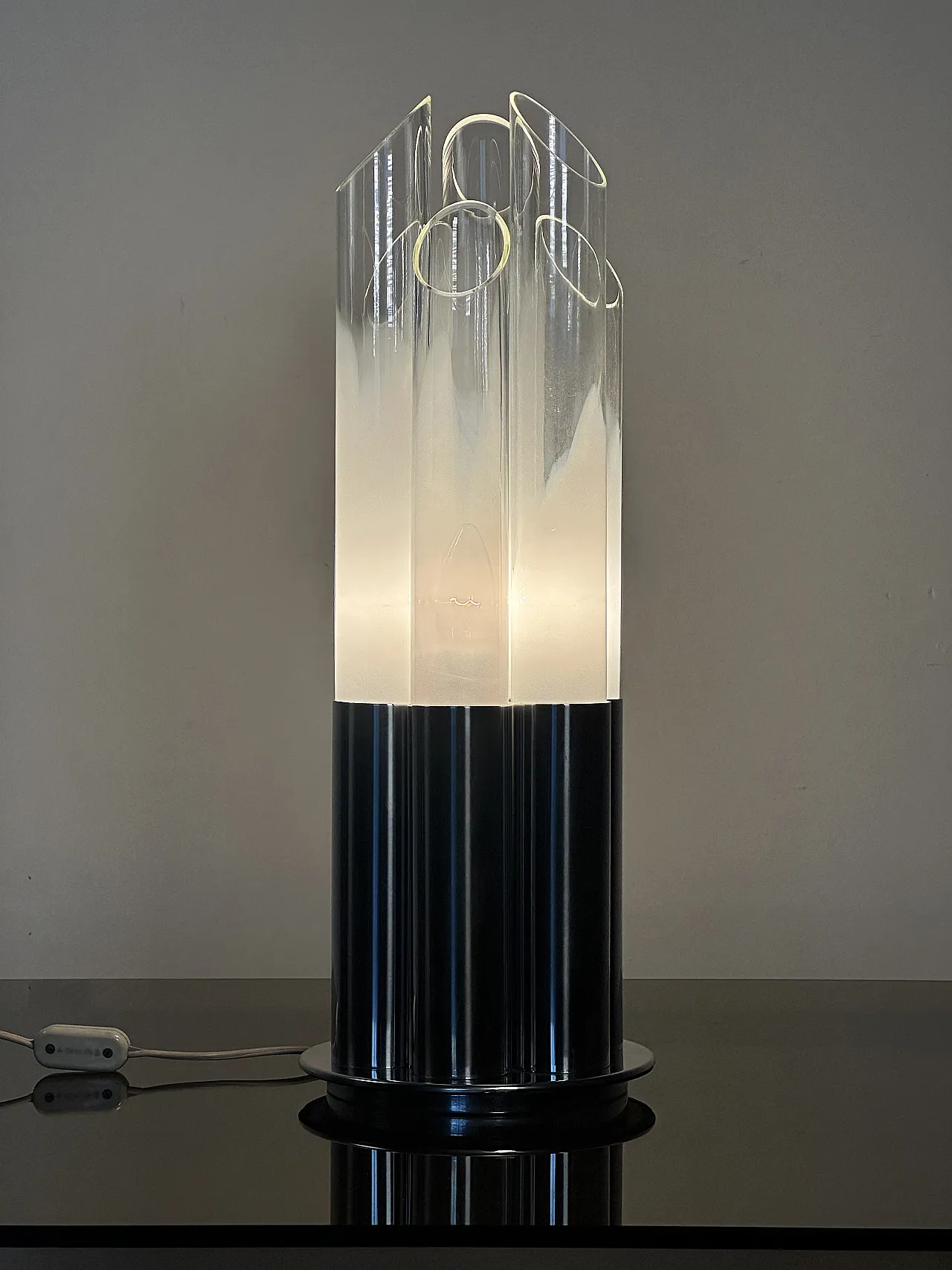 Lampada da tavolo in acciaio di Mazzega, anni '70 14