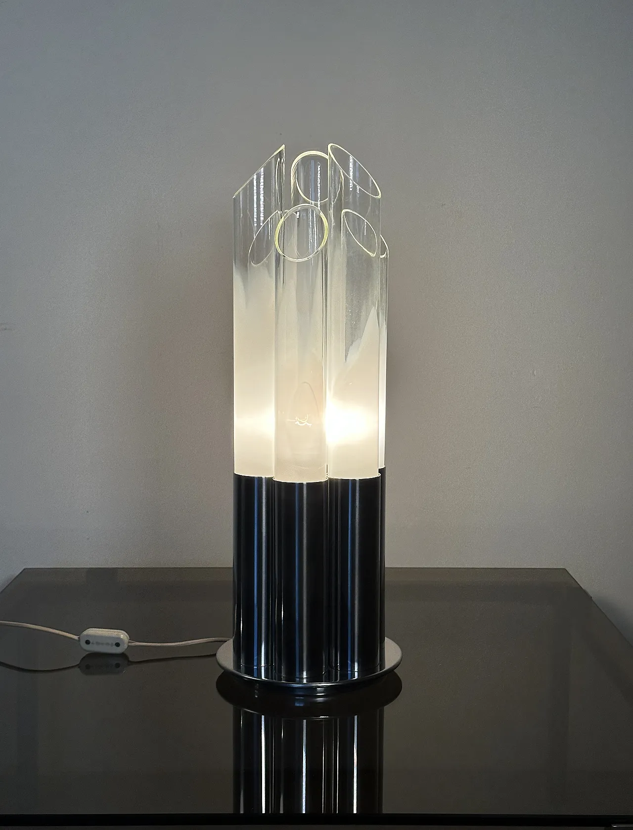 Lampada da tavolo in acciaio di Mazzega, anni '70 19