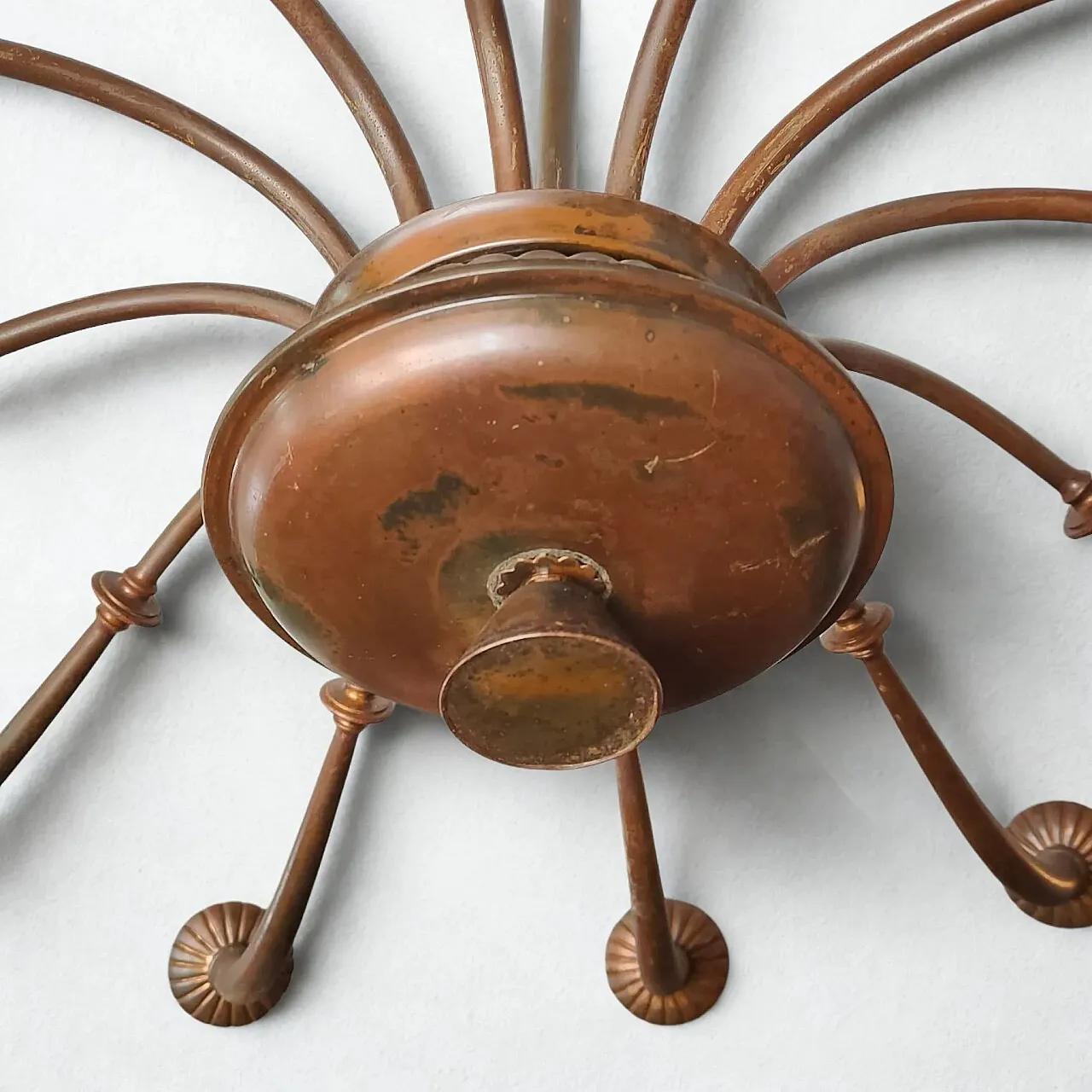 Lampadario a 12 luci in ottone Azucena di Caccia Dominioni, anni 50 2