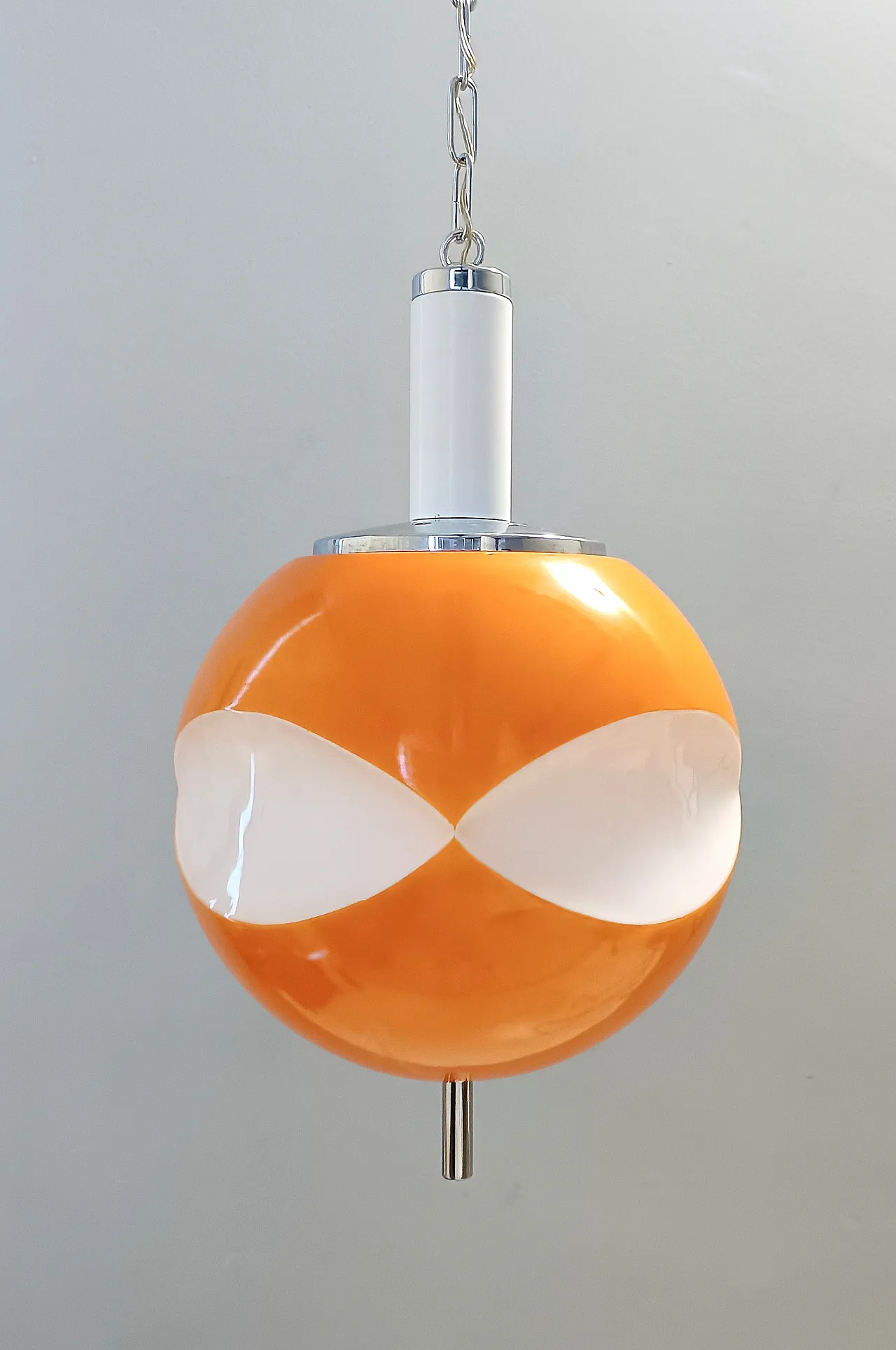Space Age Orange and White Opaline Glass Pendant, 70s 1