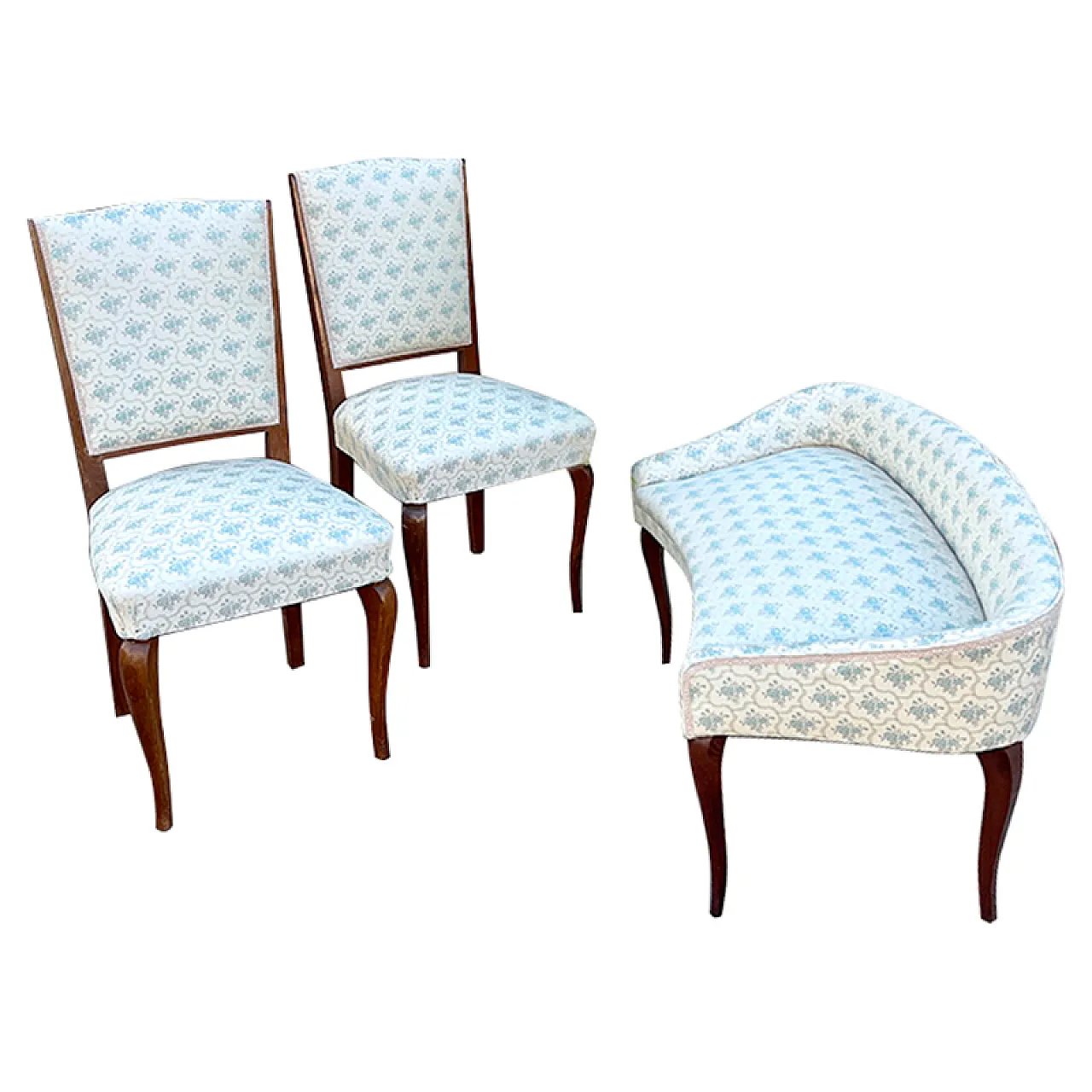 Set da letto con sedie imbottite e divanetto, Italia, anni '50 2