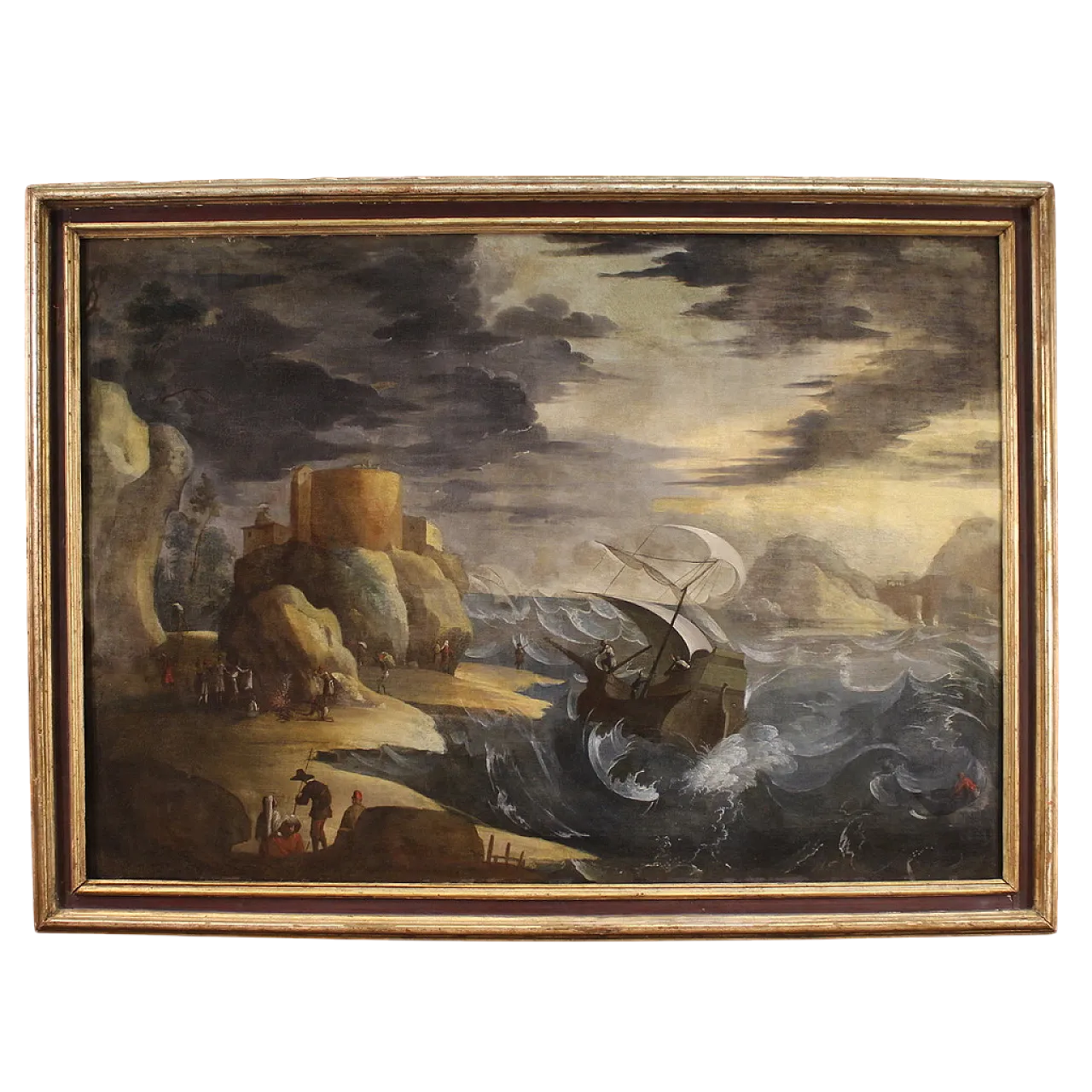 Mare in tempesta, grande dipinto ad olio su tela, metà ‘600 16