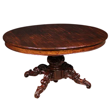 Extendable round table in mahogany wood, '800