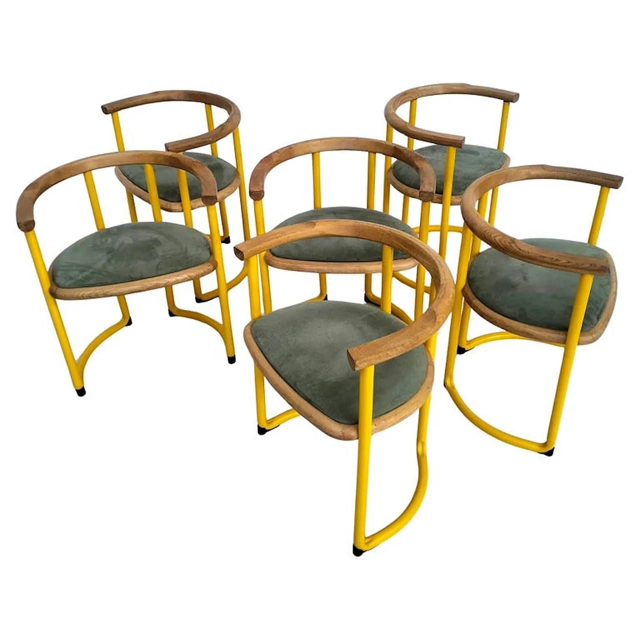 Set di 6 sedie gialle Achillea di Tito Agnoli per Ycami anni '70 1
