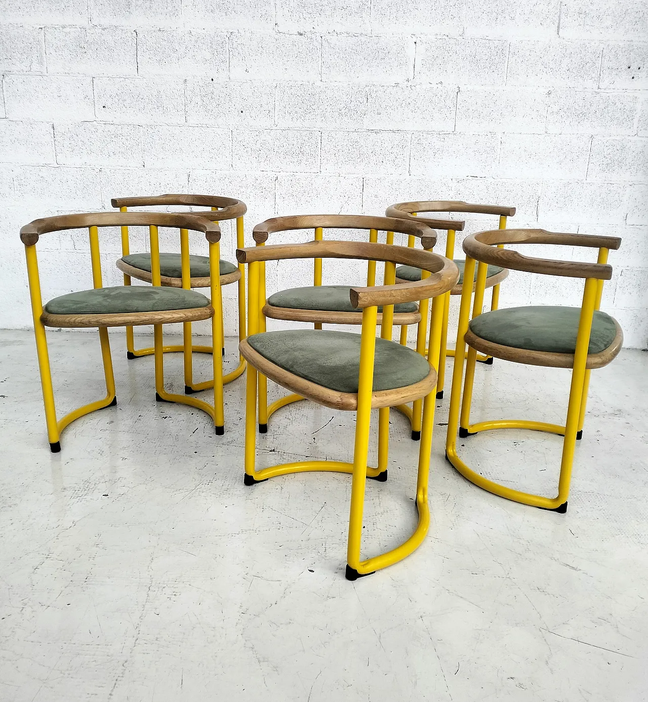 Set di 6 sedie gialle Achillea di Tito Agnoli per Ycami anni '70 3