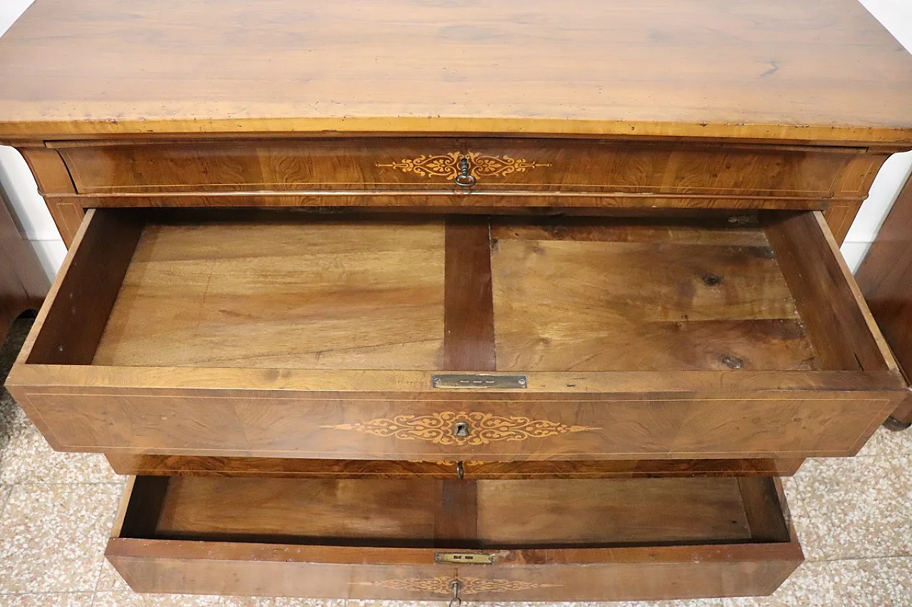 Comò in noce intarsiato, '800 8