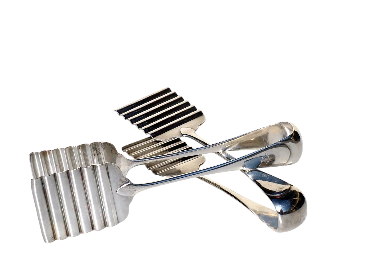 Coppia di pinze per asparagi in argento nichelato di Broggie, anni '30 6