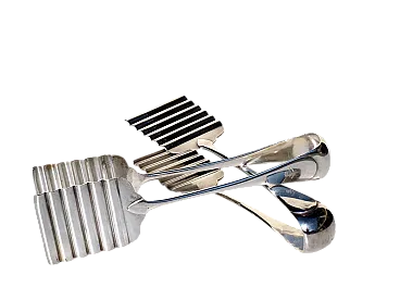 Coppia di pinze per asparagi in argento nichelato di Broggie, anni '30