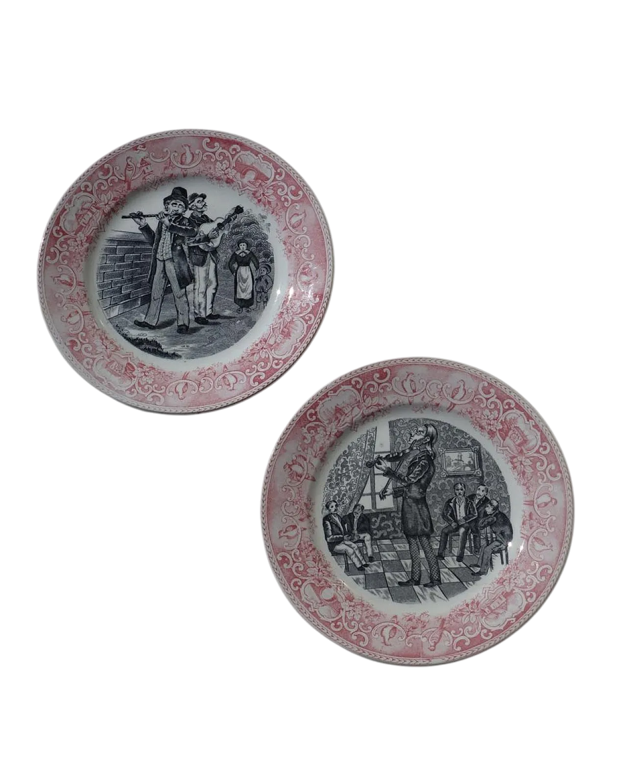 Pair of I Musicanti plates by Richard Ceramics, 1930s 8