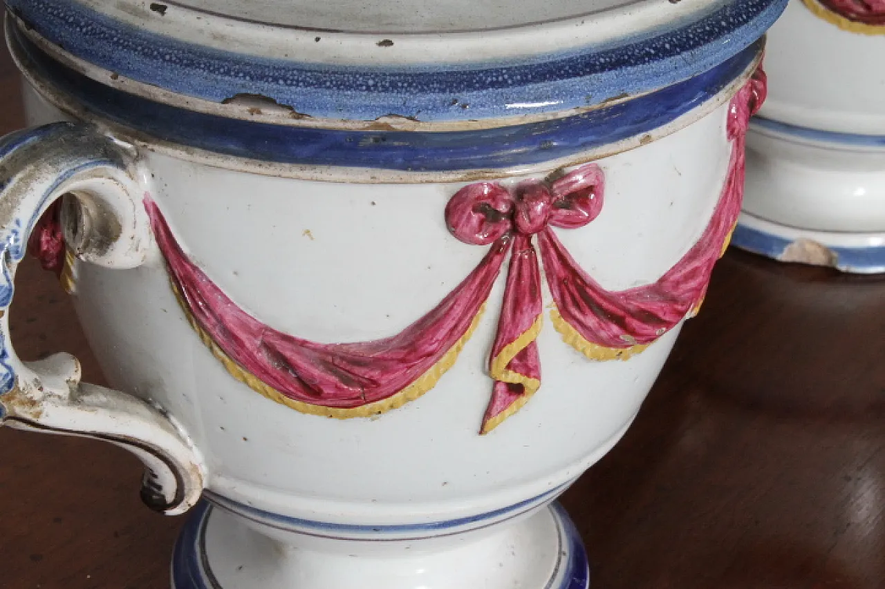 Antica coppia di vasi in terracotta portaspezie  del XVIII sec 3