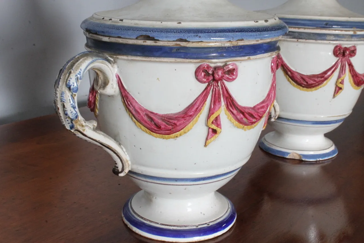 Antica coppia di vasi in terracotta portaspezie  del XVIII sec 4