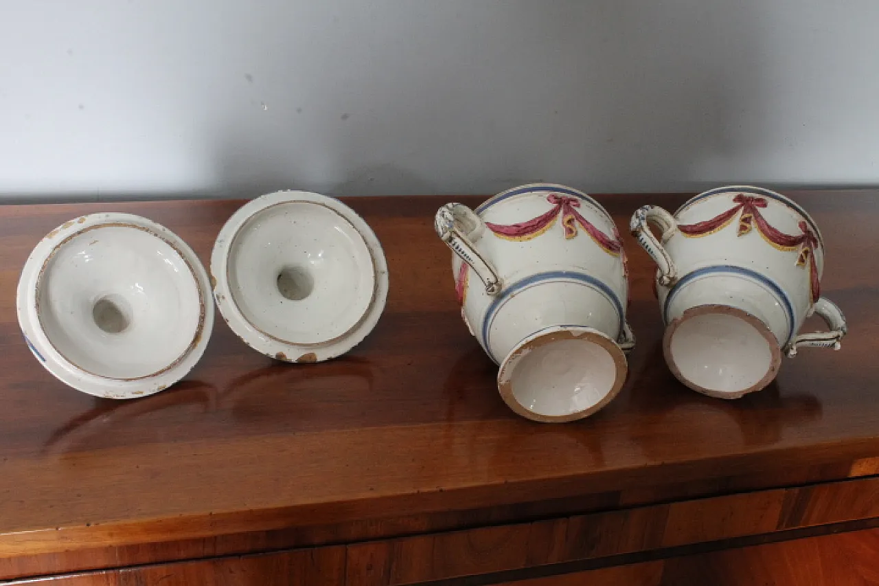 Antica coppia di vasi in terracotta portaspezie  del XVIII sec 10