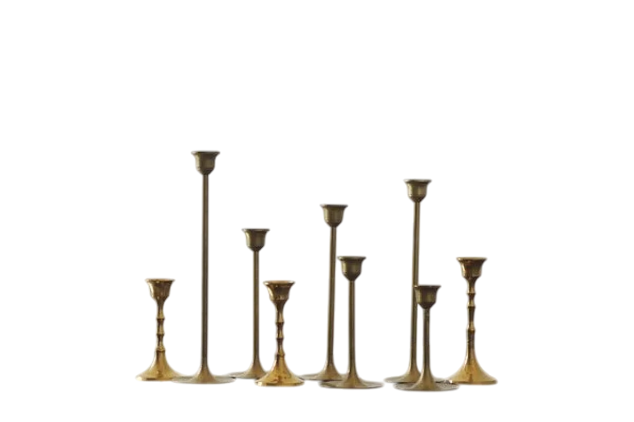 9 Brass candlesticks, 1960s 5