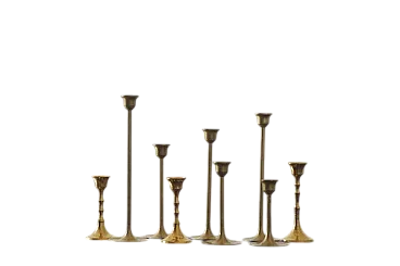 9 Brass candlesticks, 1960s