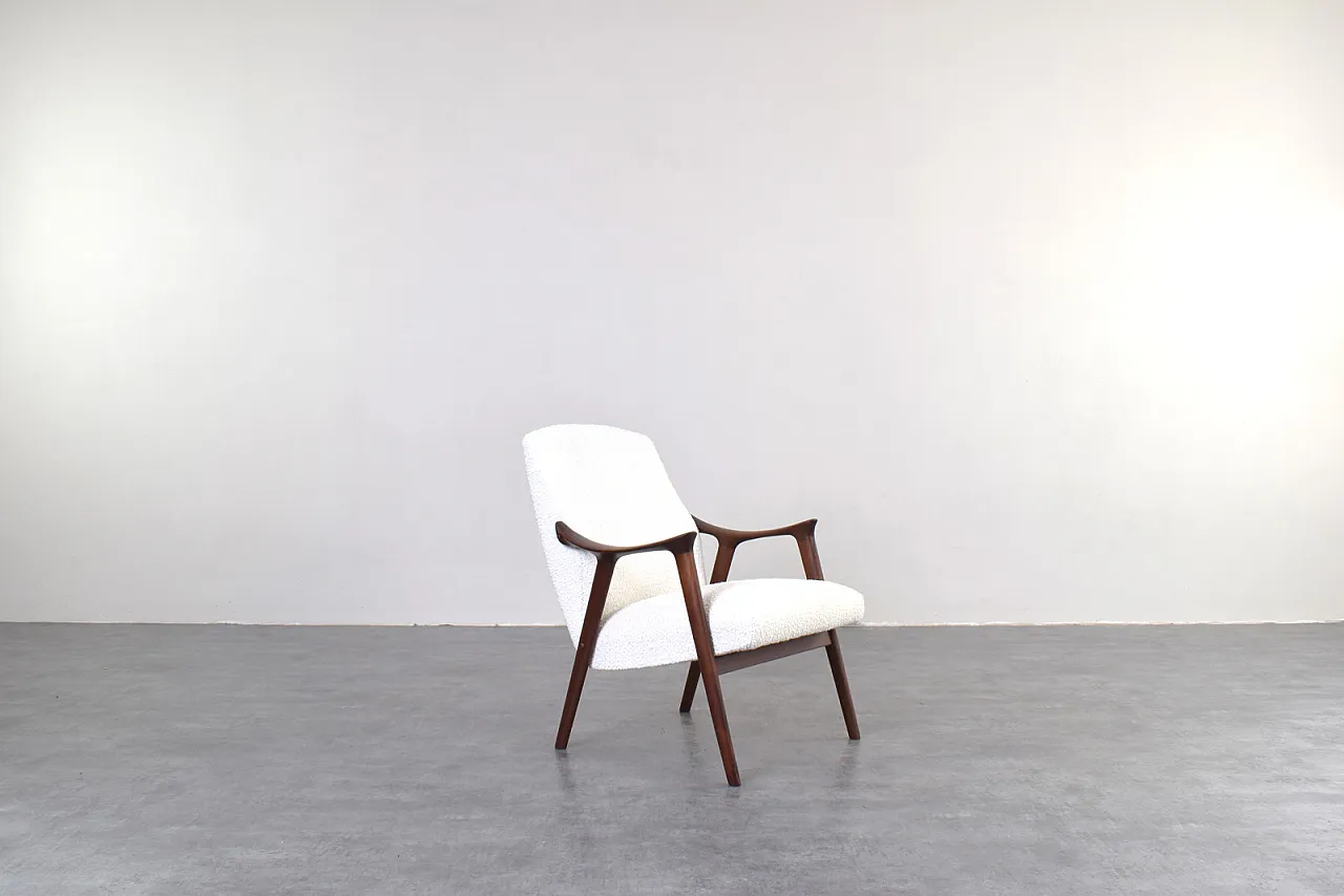 Tenor” Teak & Boucle Armchair from Møre Lenestolfabrikk, 60s 1