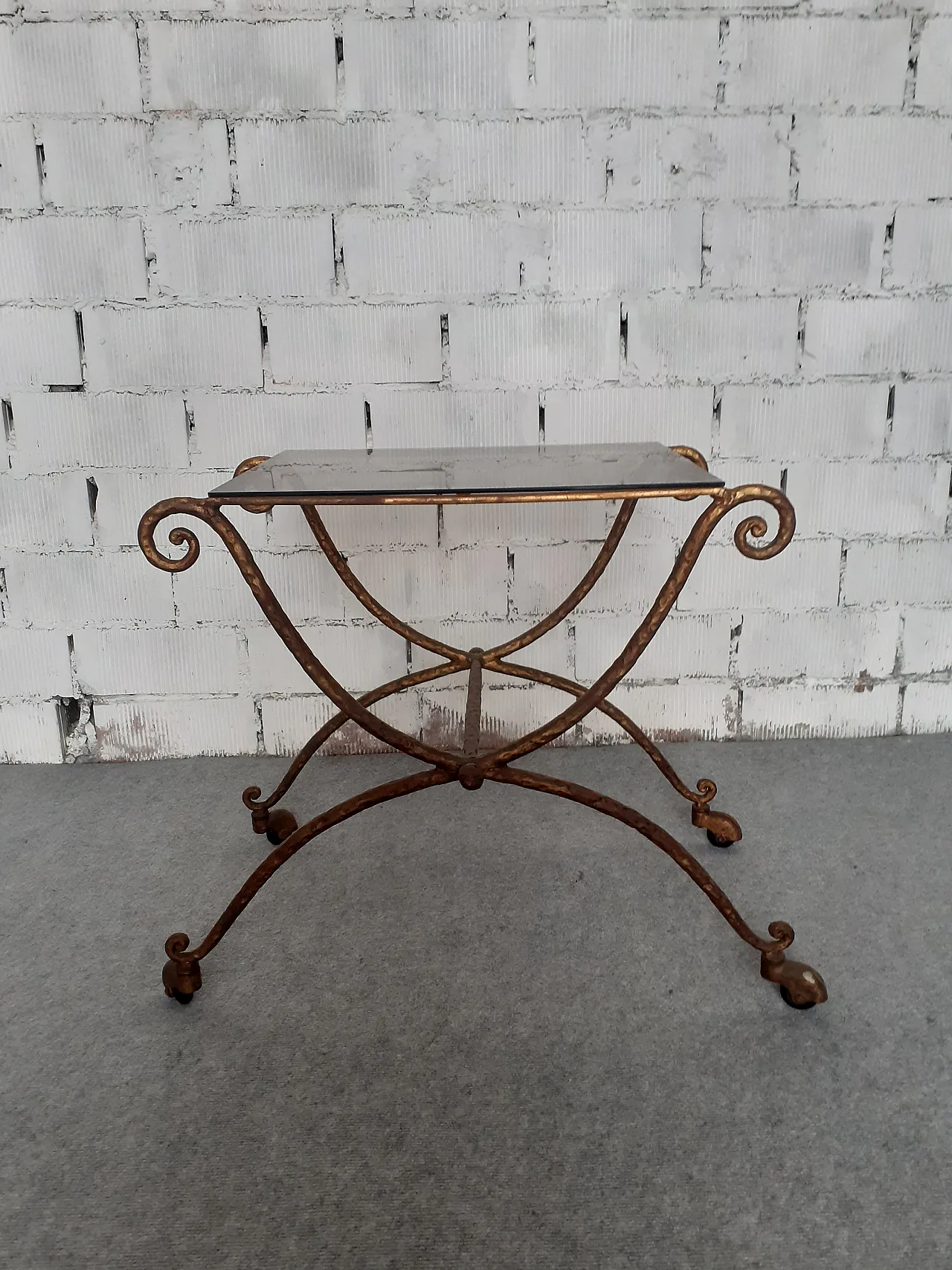 Brass and smoked glass coffee table by Pier Luigi Colli, 1950s 2