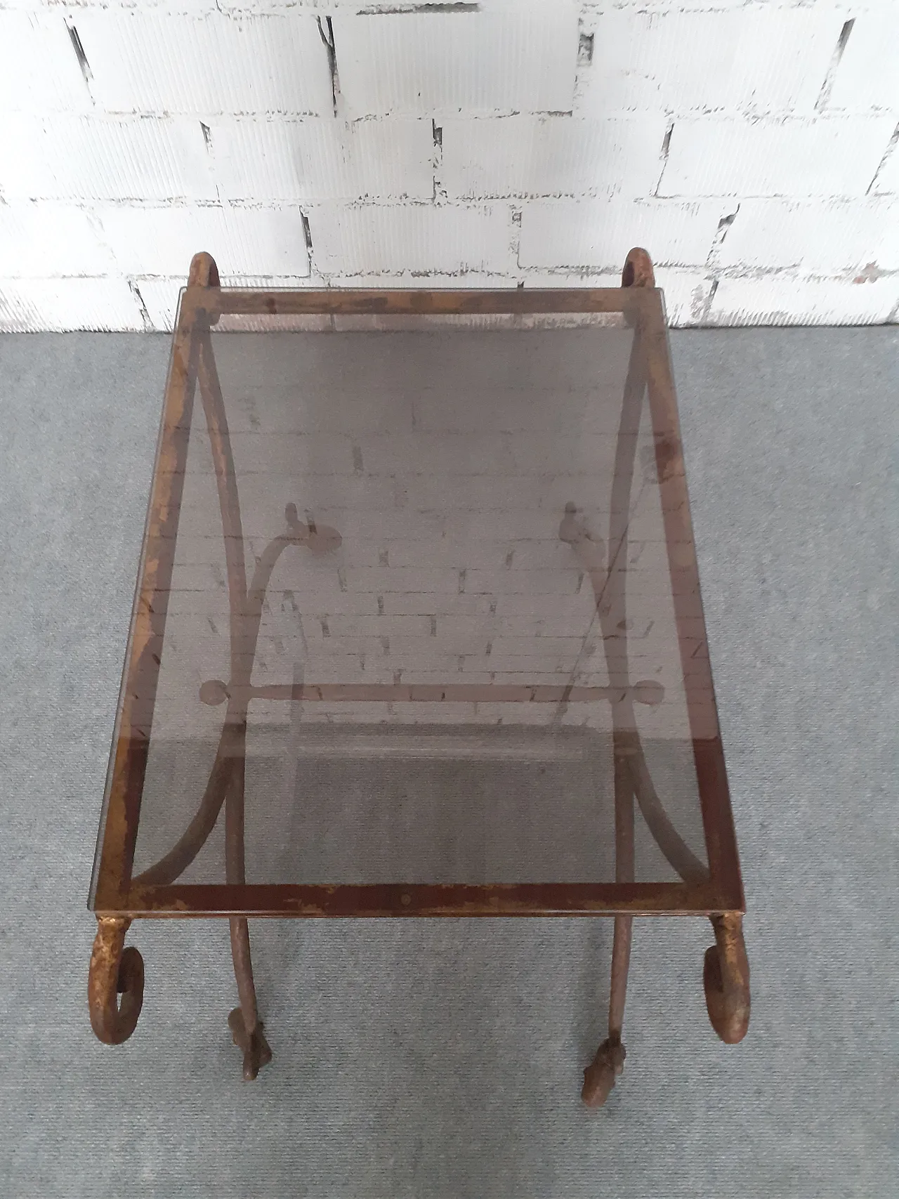 Brass and smoked glass coffee table by Pier Luigi Colli, 1950s 5