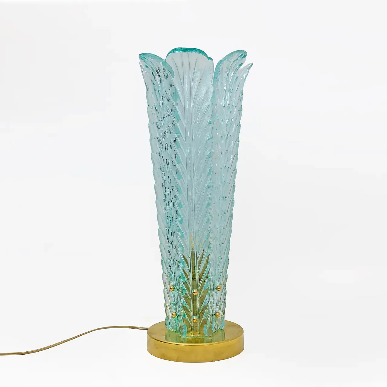 Coppia di lampade in ottone e vetro di Murano, anni 2000 2