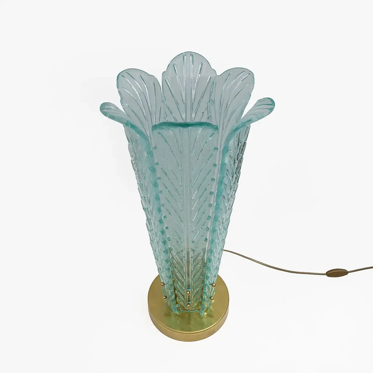 Coppia di lampade in ottone e vetro di Murano, anni 2000 4