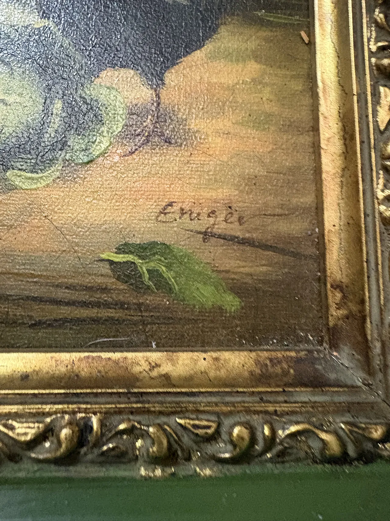 Dipinto di animali verde antico, primo '900 5