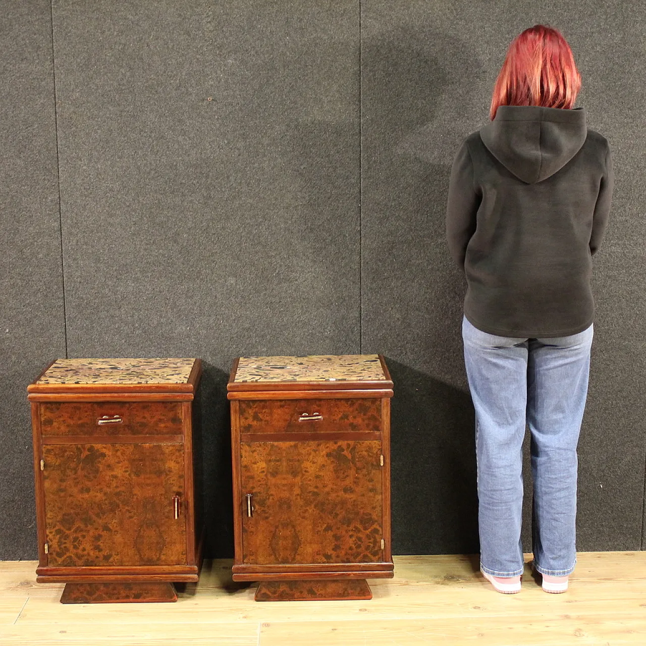 Pair of Italian bedside tables marble top, 20th century 2