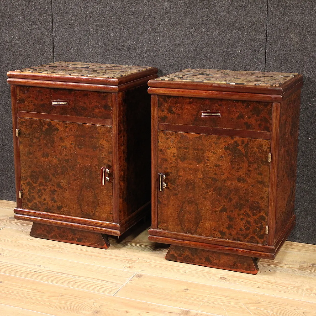 Pair of Italian bedside tables marble top, 20th century 5