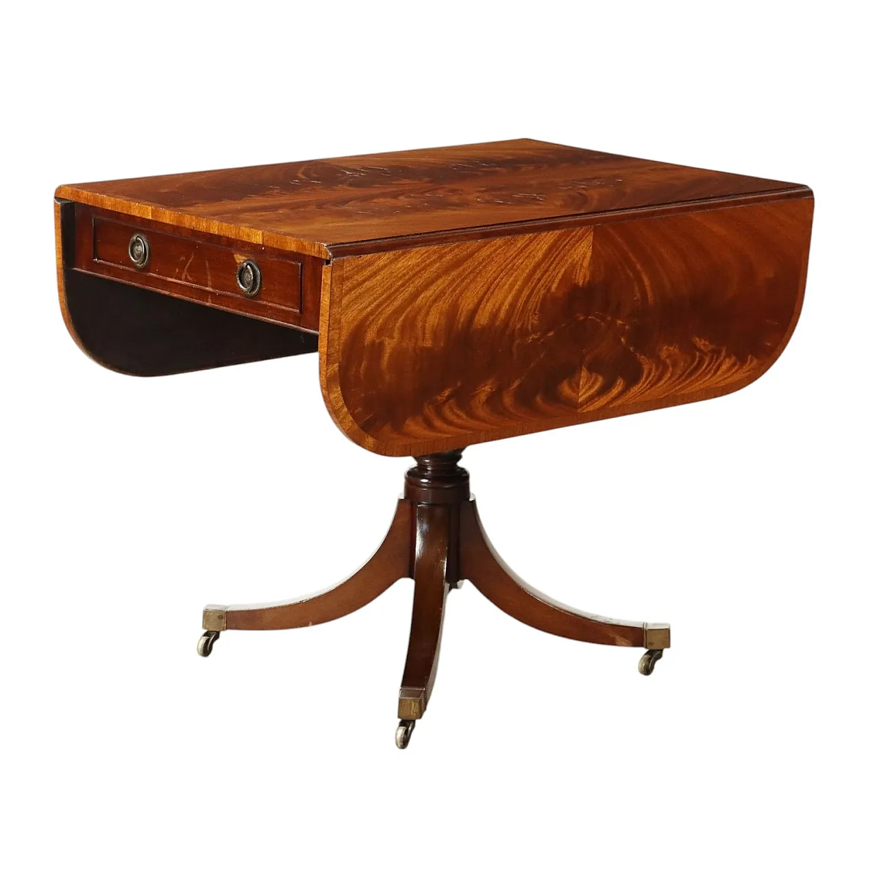 Mahogany table with drawer and castors, early 20th century 1
