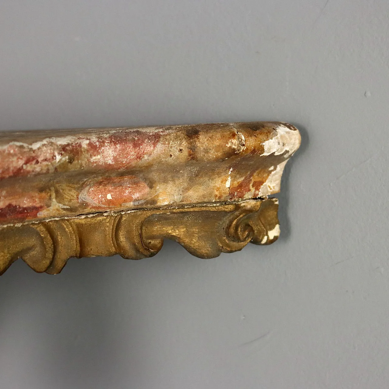 Carved and lacquered wood console table in fake marble, 18th century 6
