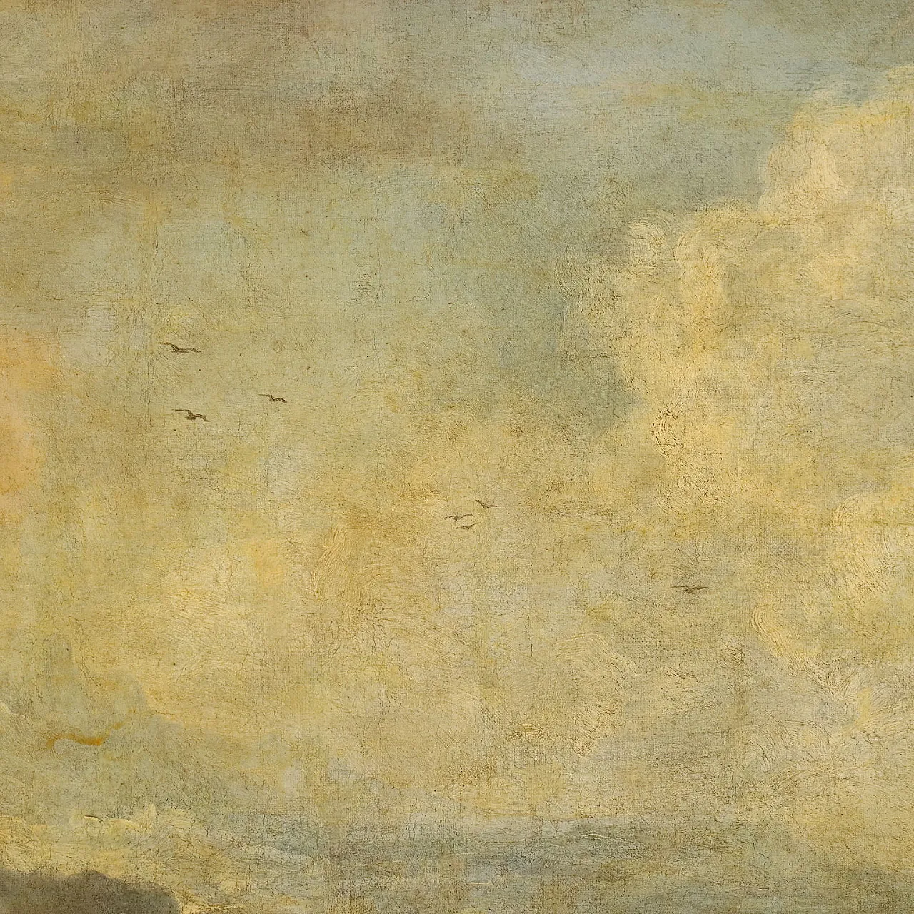 Paesaggio con Torrente, Mulino e Figure, olio su tela, '700 10