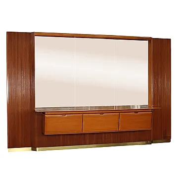 Mobile a parete in legno e alluminio, anni '50