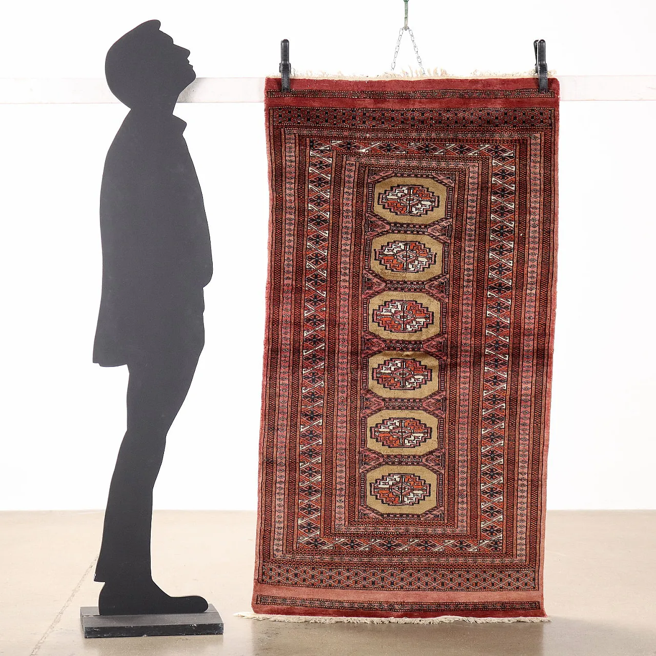 Tappeto Bukhara in cotone e lana, fine '900 2