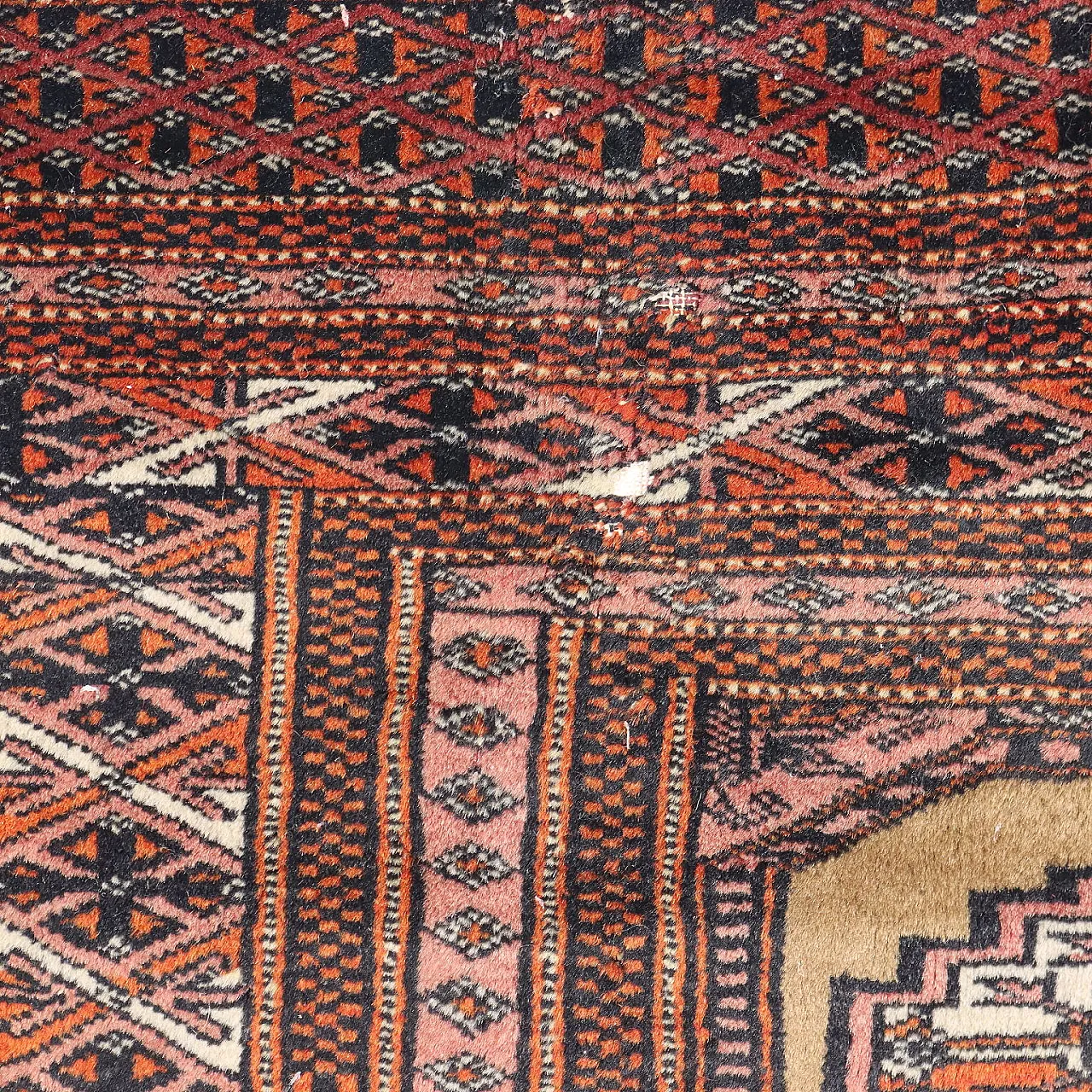 Tappeto Bukhara in cotone e lana, fine '900 4