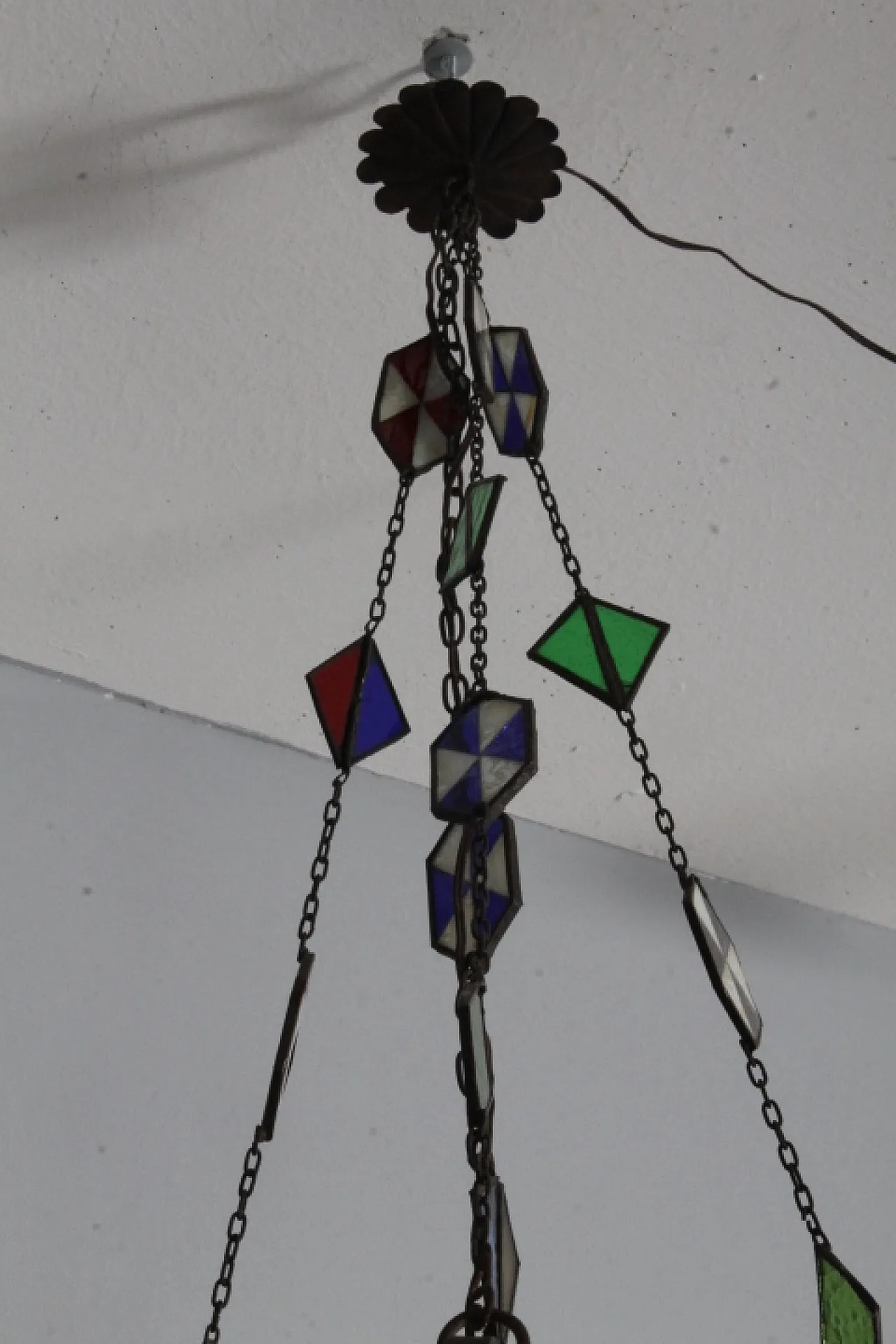 Lampadario porta candela vetro rosso, fine '800 3