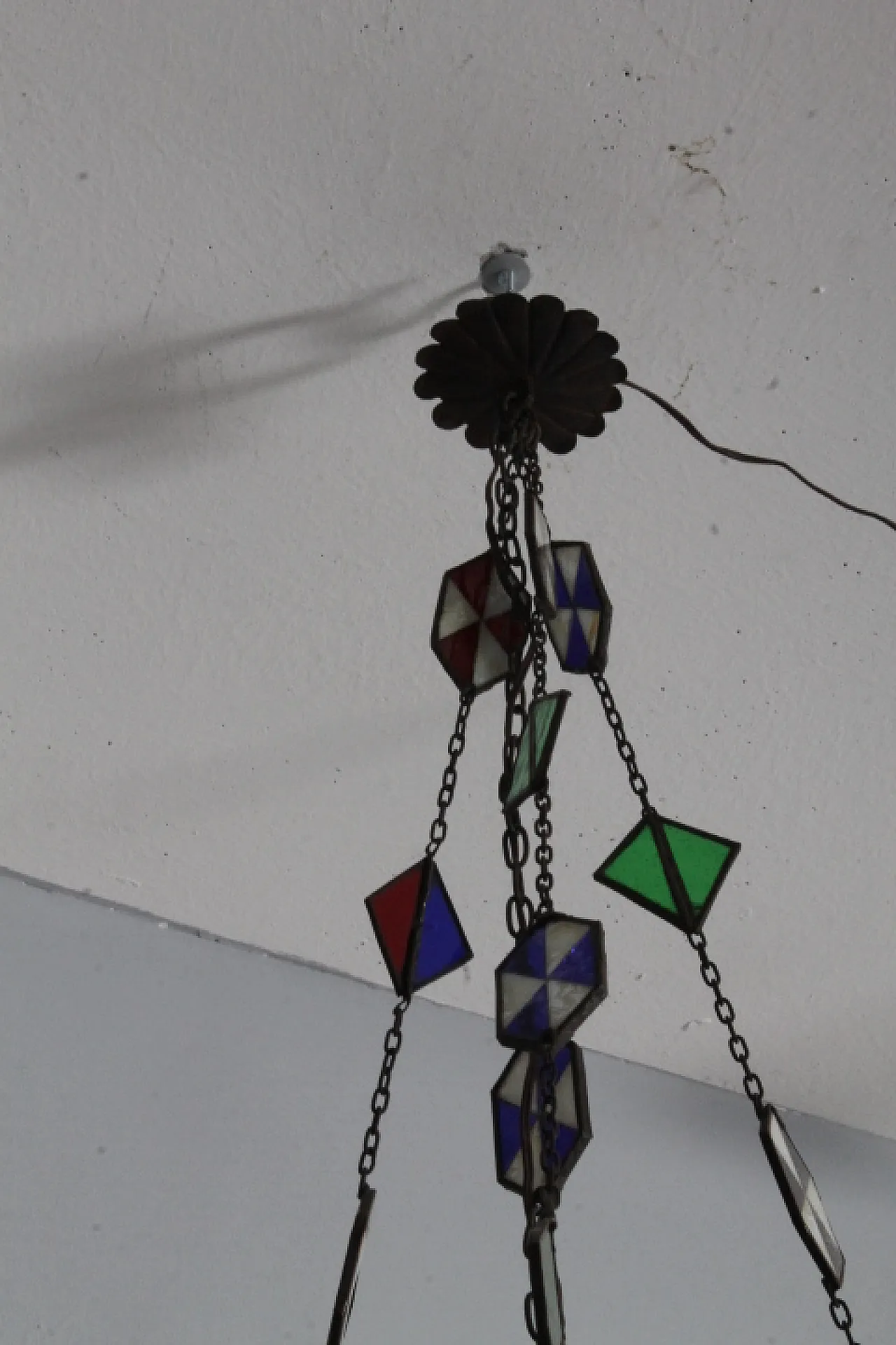 Lampadario porta candela vetro rosso, fine '800 4