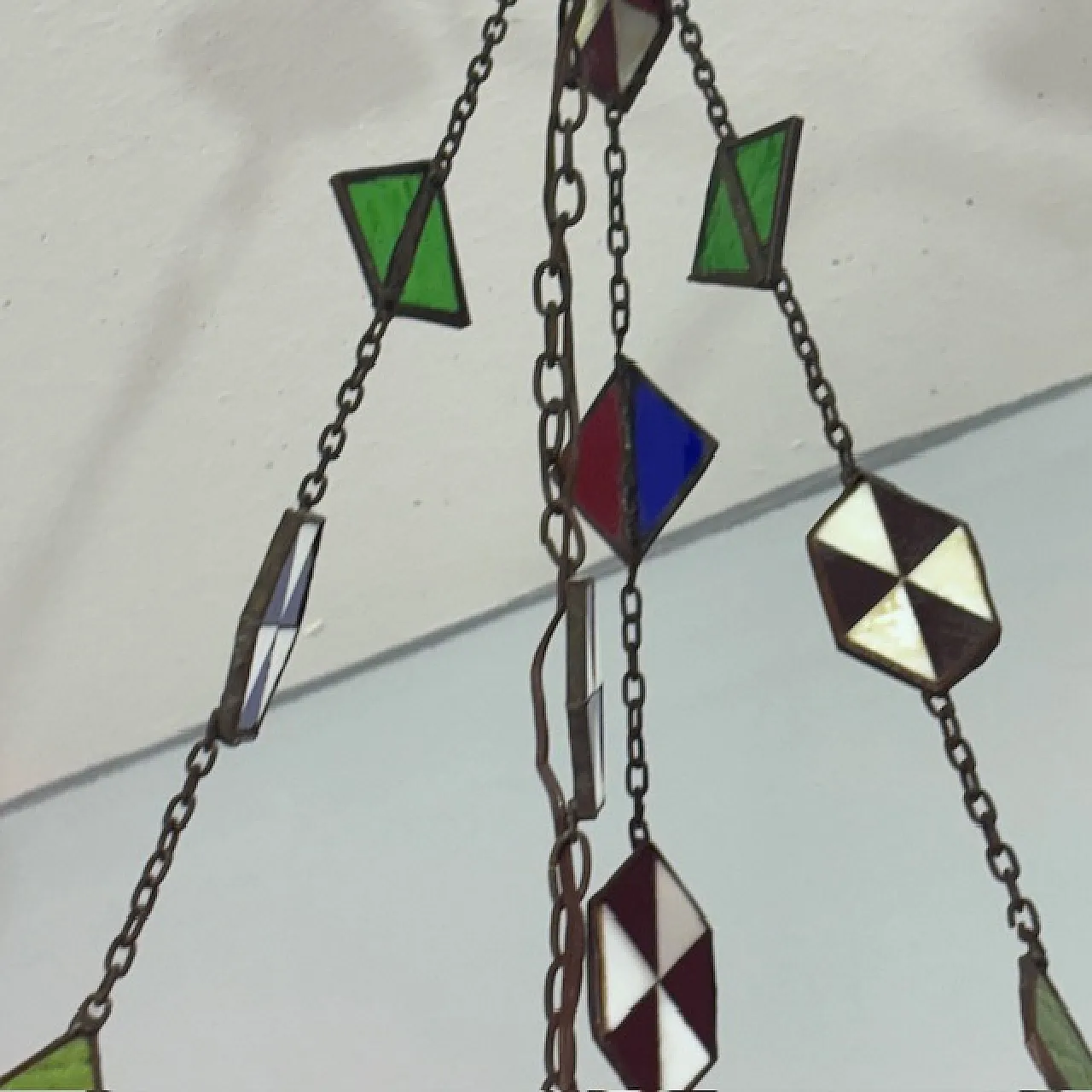 Lampadario porta candela vetro rosso, fine '800 13