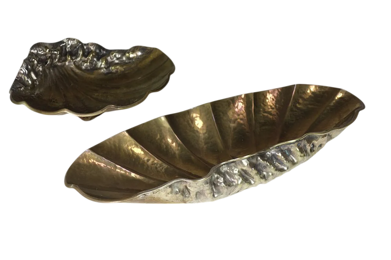 Coppia di scodelle Art Deco in ottone e metallo argentato, anni '30 13