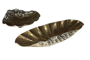 Coppia di scodelle Art Deco in ottone e metallo argentato, anni '30