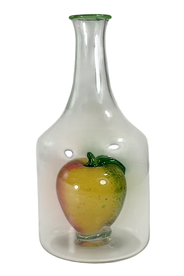 Apple Murano glass bottle vase sculpture, 1980s