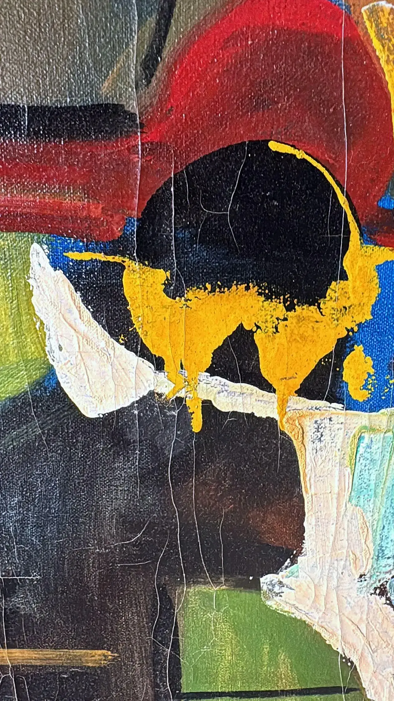 Arte astratta francese, olio su tela con cornice in legno, anni '80 10