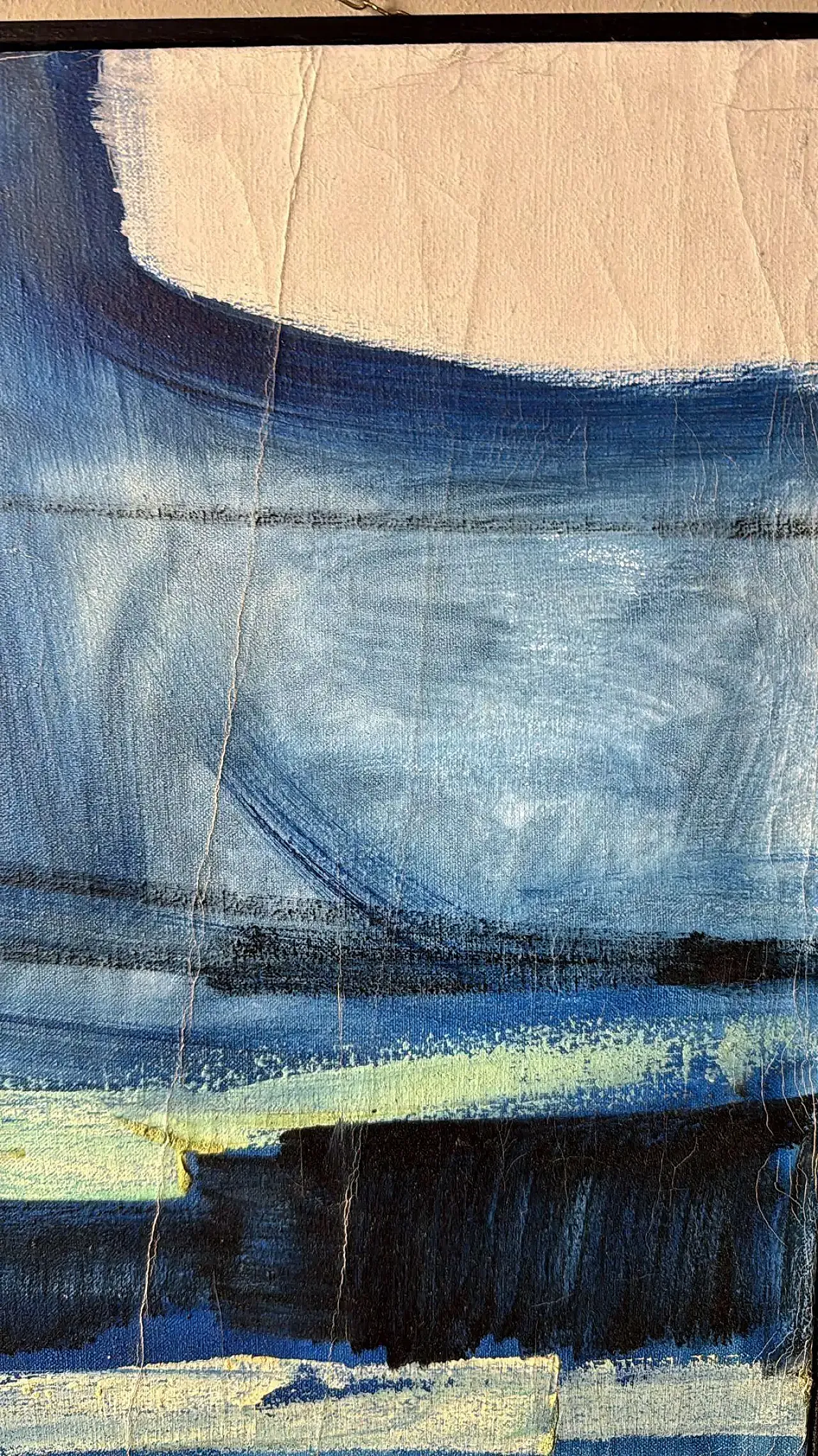 Arte astratta francese, olio su tela con cornice in legno, anni '80 14