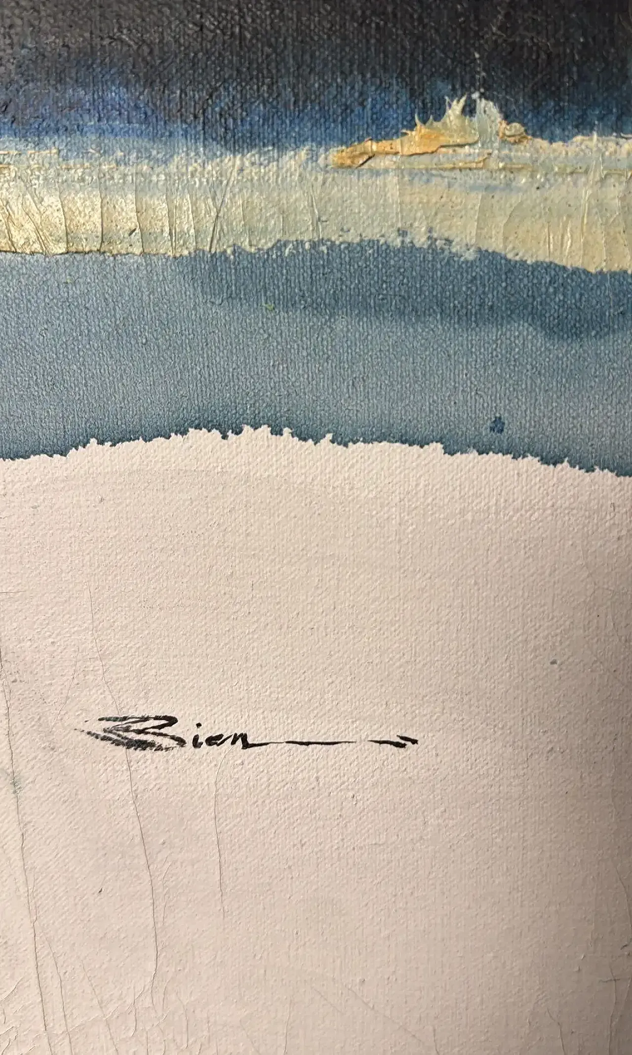 Arte astratta francese, olio su tela con cornice in legno, anni '80 17