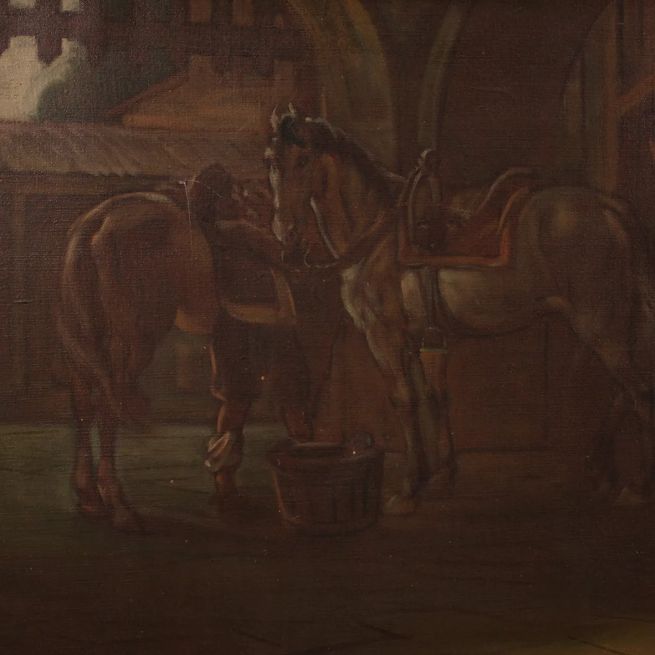 Italian painting Popular Scene Signed Mattia Traverse 12