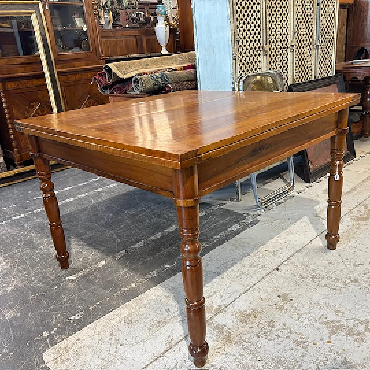 Tavolo a libro toscano Luigi Filippo noce massello allungabile, '800 1